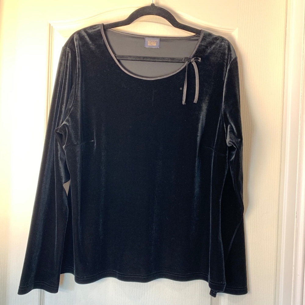Jaxsport Black Velvet-Feel Top Sweater‎ | Soft Stretchy Evening Top L-XL